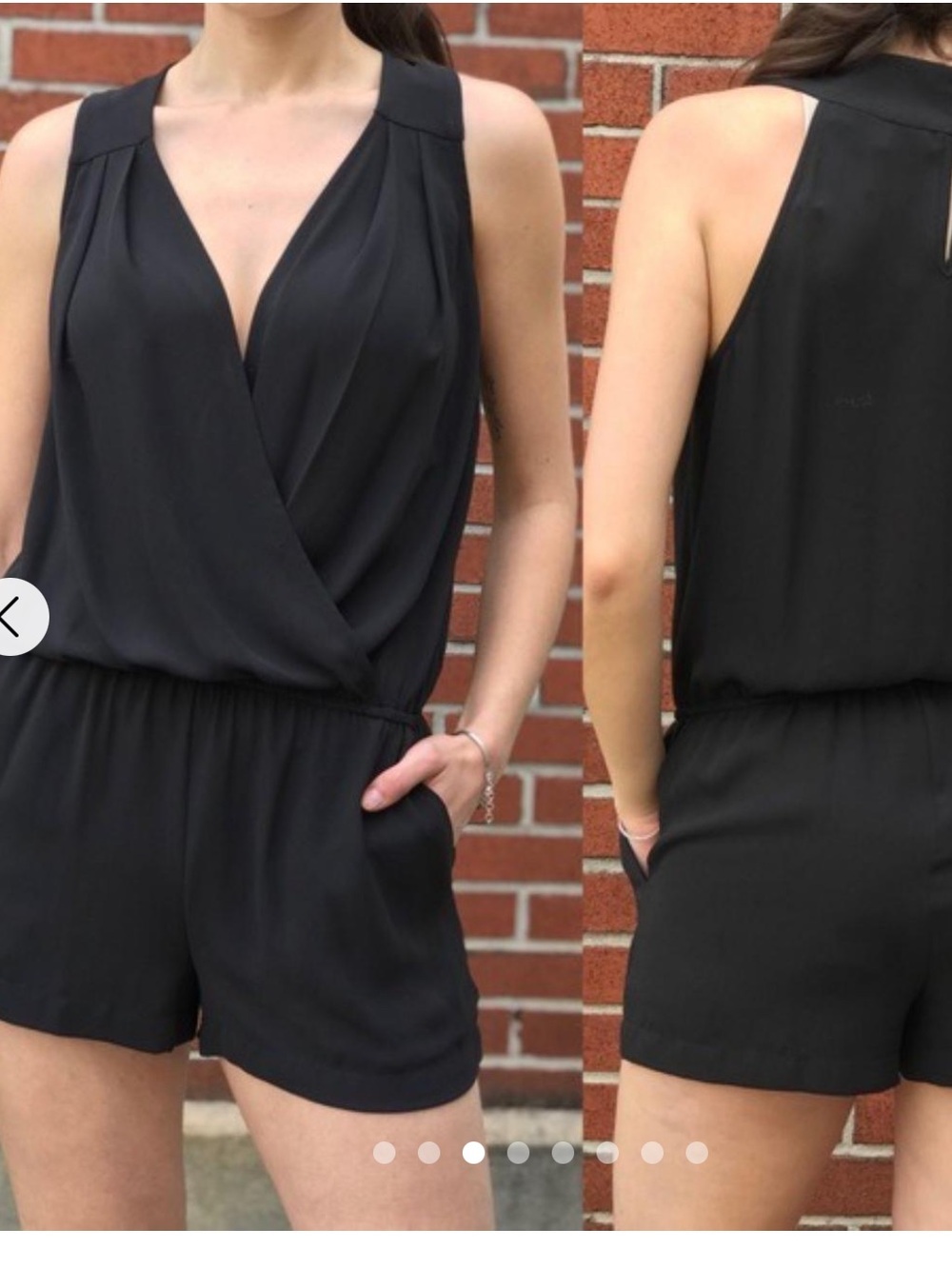 BCBGMaxAzria Black Sleeveless Surplice Romper